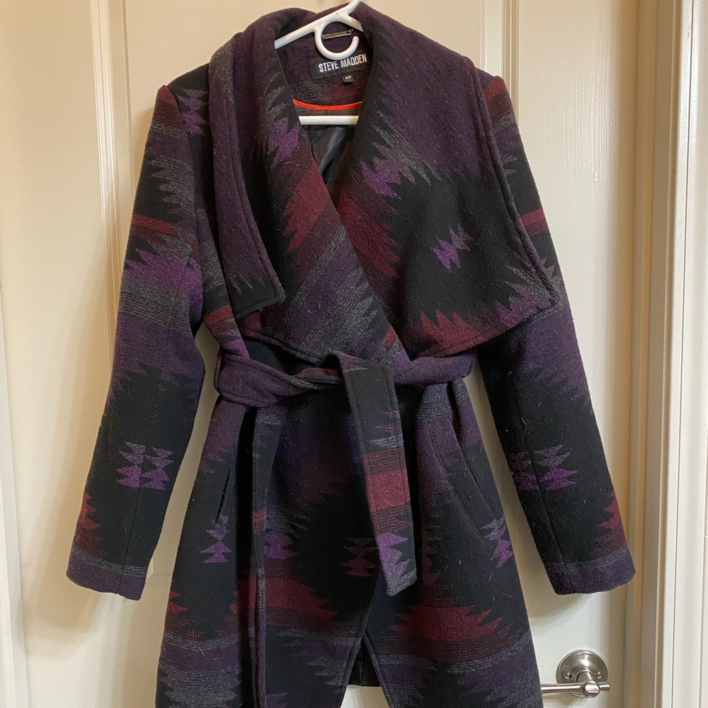 WORN TWICE! Aztec pea coat by Steve Madden